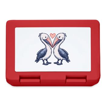Couple d’oiseaux pélican amoureux de la Saint-Valentin - Boîte à goûter - rouge - Devant