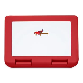 Cartoon drawing; A red parrot on a stick - Lunchbox - red - Front