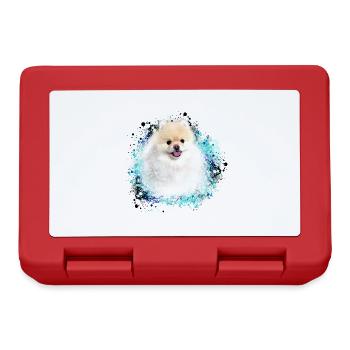 pomerian, spitz ,malteser,hund, Graffiti ,Malerei - Brotdose - Rot - Vorne