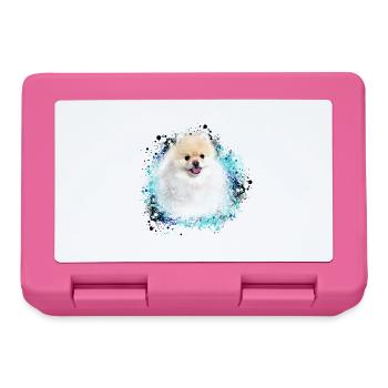 pomerian, pointed ,malteser,dog, graffiti,painting - Lunchbox - pink - Front