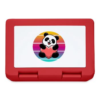 Vintage Panda Bear Heart Coucher de soleil - Boîte à goûter - rouge - Devant