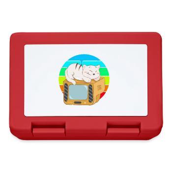 Katze Tv Sonnenuntergang - Brotdose - Rot - Vorne