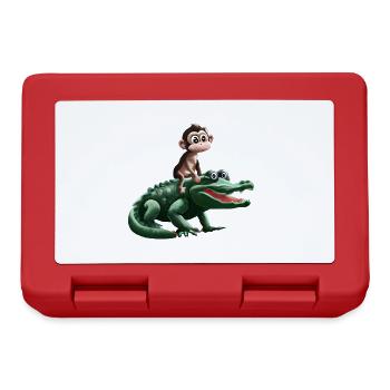 Drôle de singe sur la conception du crocodile - Boîte à goûter - rouge - Devant