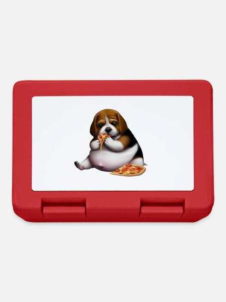 Pizza Liebhaber Beagle Hund - Brotdose - Rot