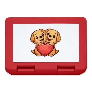 Golden Retriever Hunde Paar Verliebt Valentinstag - Brotdose - Rot - Vorne