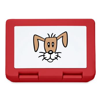 Hund Gesicht Kleiner Glücklicher Welpe Haustier - Brotdose - Rot - Vorne