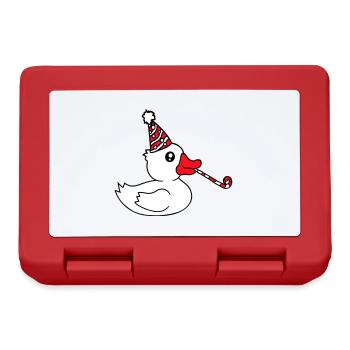Duck Party Towel Hat Birthday Celebrate New Year's Eve - Lunchbox - red - Front