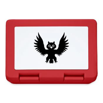 Eule Vogel Uhu Nachtvogel Rabe schwarz fliegt Cool - Brotdose - Rot - Vorne