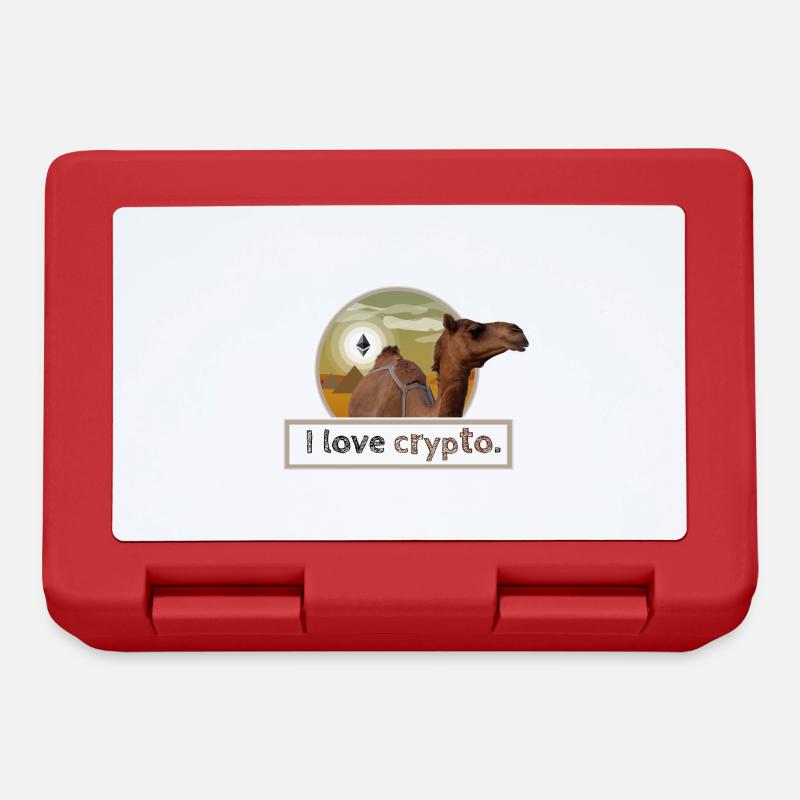 I LOVE CRYPTO Ethereum desert pyramid funny cool - Lunchbox - red