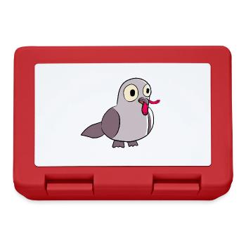 Pigeon eats a worm - Lunchbox - red - Front
