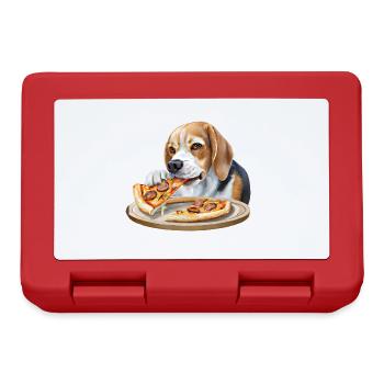 Pizza-loving Beagle - Lunchbox - red - Front