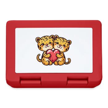 Leopard Comic Paar Liebe - Brotdose - Rot - Vorne