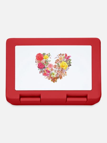 Ffleurs,Coeur,Cœur de fleur,Fleurs,Fleurs,Rouge - Boîte à goûter - rouge