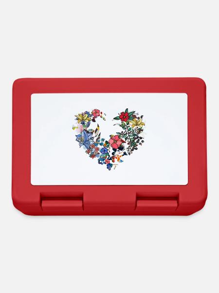 Flower Heart, Flowers,Floral, Flower - Lunchbox - red