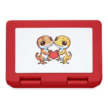 Lézard Couple Amoureux Gecko Lézard Saint-Valentin - Boîte à goûter - rouge - Devant