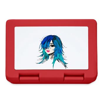 Emo, fille, femme, cheveux colorés, punk, bande dessinée, manga - Boîte à goûter - rouge - Devant