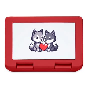 Wolf Paar Liebe Couple Verliebt - Brotdose - Rot - Vorne
