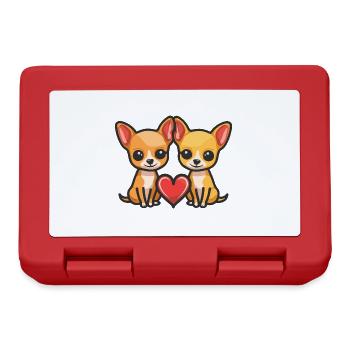Chihuahua Chiens Couple Amour Couple Amoureux - Boîte à goûter - rouge - Devant