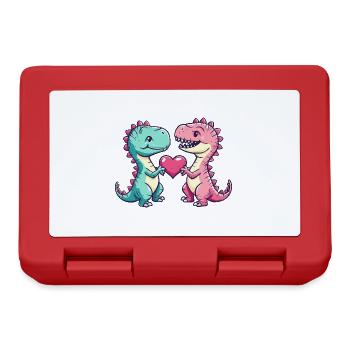 Dinosaurier T-Rex Paar Liebe - Brotdose - Rot - Vorne