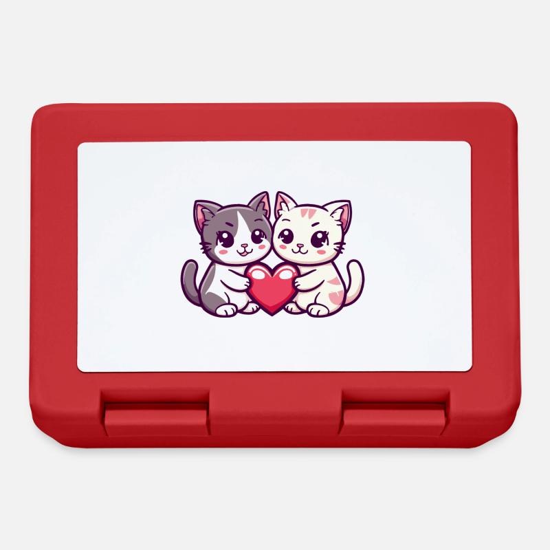 Chat Bande Dessinée Couple Amour - Boîte à goûter - rouge