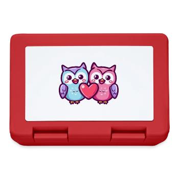 Hibou Bande Dessinée Couple Amour - Boîte à goûter - rouge - Devant