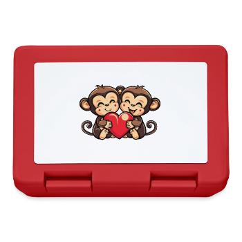 Affe Paar Liebe Couple Verliebt - Brotdose - Rot - Vorne