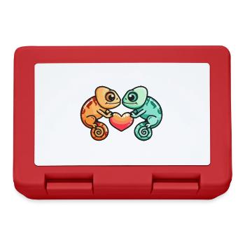 Couple Caméléon Amoureux Animal Saint Valentin - Boîte à goûter - rouge - Devant