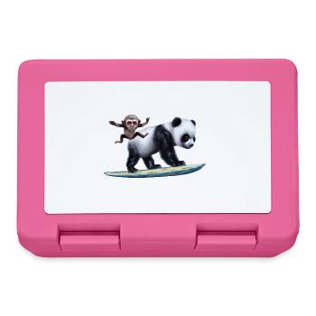 Surfing Panda and Monkey - Lunchbox - pink - Front