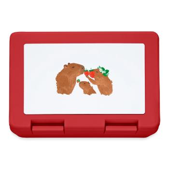 Capybara, capybara, fraises, dessin - Boîte à goûter - rouge - Devant