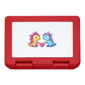 Dinosaur Stegosaurus Couple Love - Lunchbox - red - Front
