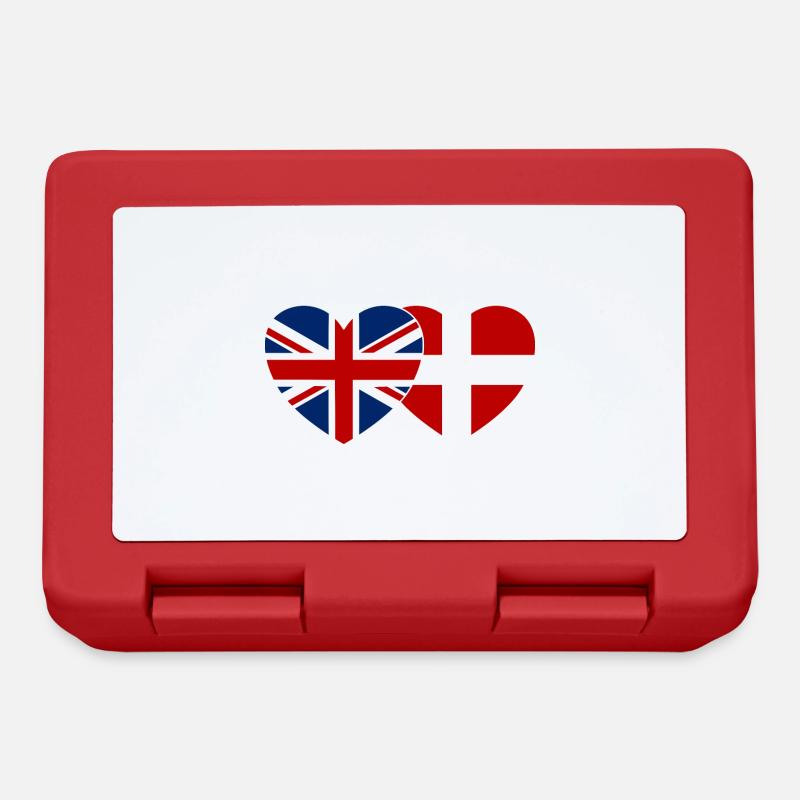England Dänemark Flagge Herz - Brotdose - Rot