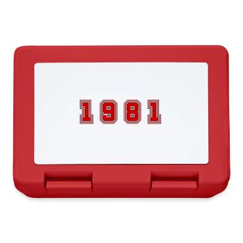 1981 Jahr Zahl - Brotdose - Rot - Vorne