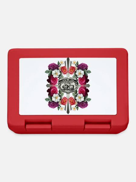 Jésus-Christ, Sacré-Cœur de Jésus, décor de roses - Boîte à goûter - rouge