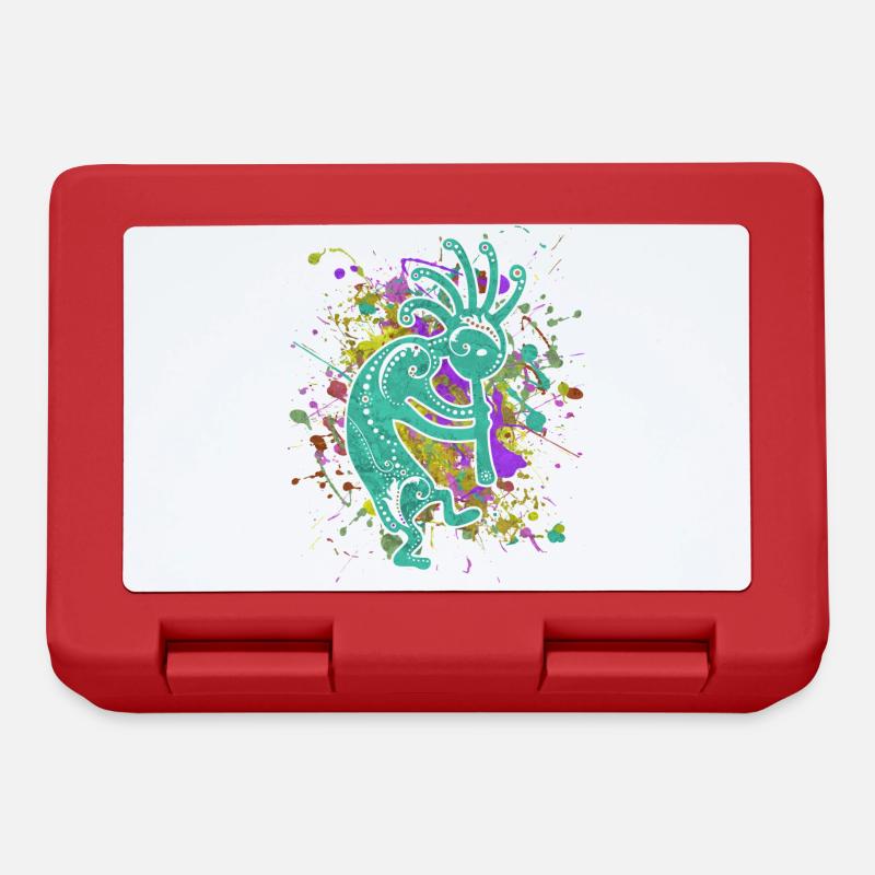 Amérindiens Kokopelli - Éclaboussures colorées 2 - Boîte à goûter - rouge
