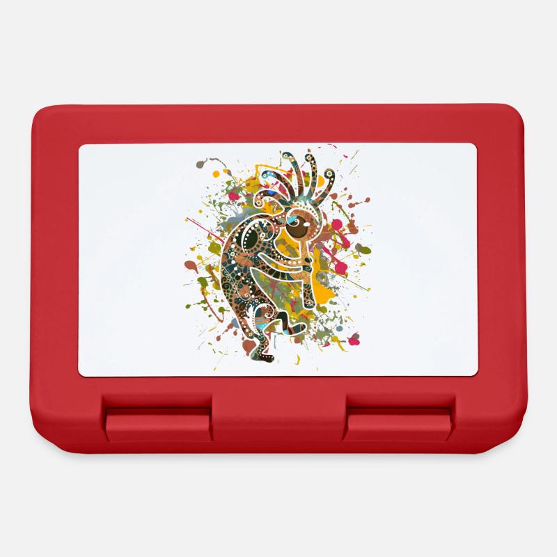 Amérindiens Kokopelli - Éclaboussures colorées 4 - Boîte à goûter - rouge