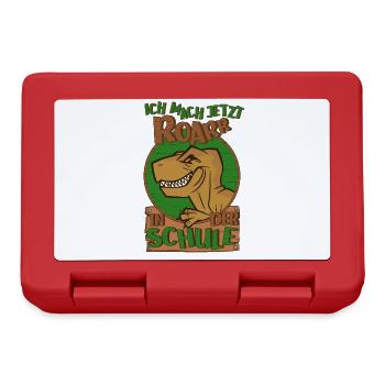 Einschulung Junge Schulkind Dino Schultüte - Brotdose - Rot - Vorne