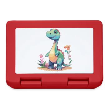 Mignon Dino Cartoon Préhistorique Fantaisie - Boîte à goûter - rouge - Devant