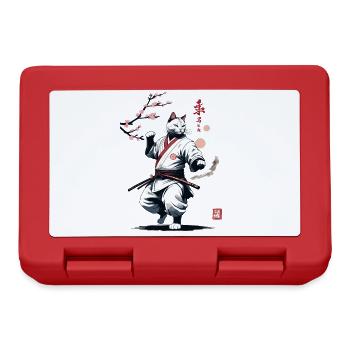 Karate Cat Japan Ukiyo-E Streetwear Design - Lunchbox - red - Front