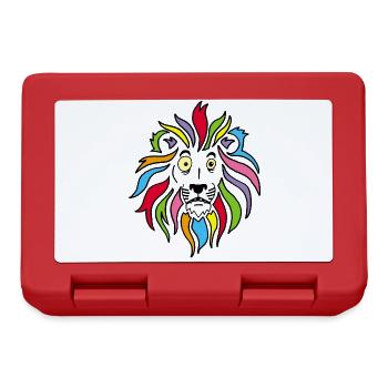 Lion and multicolored mane - Lunchbox - red - Front
