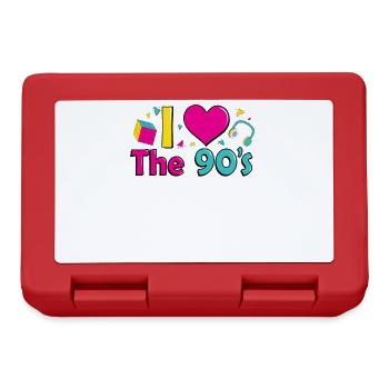 Retro I Love 90s outfit heart party t-shirt - Lunchbox - red - Front