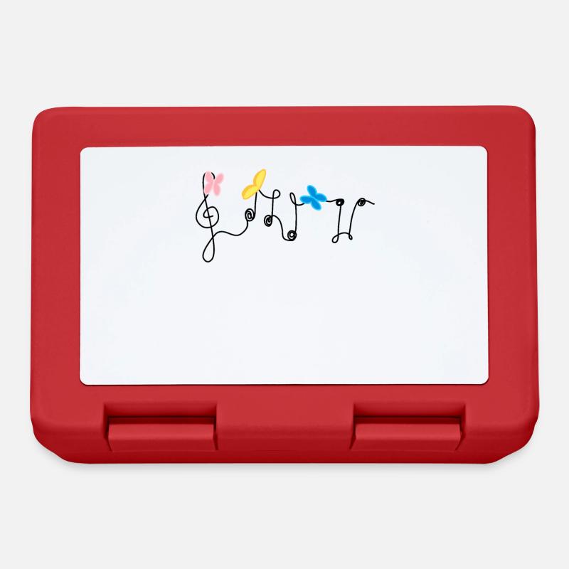 Harmony: Musical notes and butterflies - Lunchbox - red