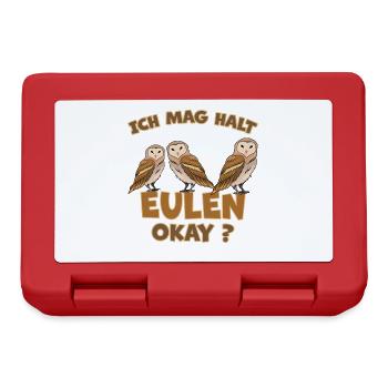 Eule Lustiger Spruch Eulen Vogel Vögel Geschenk - Brotdose - Rot - Vorne