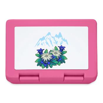 Mountains Mountains Gentian Alps Mountain Tyrol Alm - Lunchbox - pink - Front