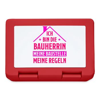 Bauherrin Geschenk Lustiger Spruch Hausbau Bauherr - Brotdose - Rot - Vorne