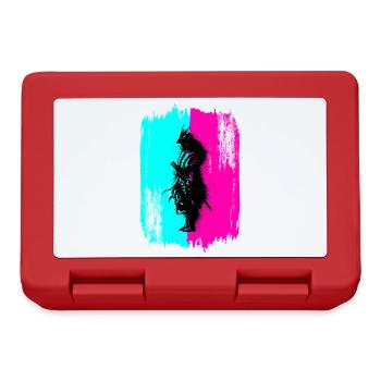 Black Samurai In A Turquoise And Pink Frame - Lunchbox - red - Front
