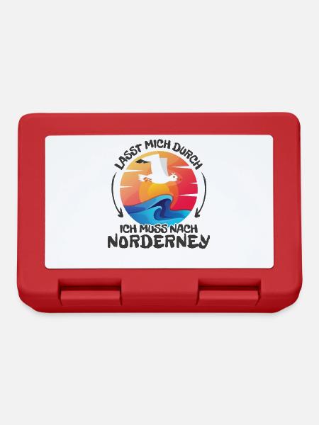 Lasst mich durch nach Norderney Möwe Sonne Strand - Brotdose - Rot