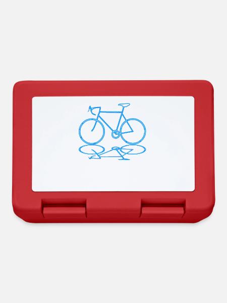 Rennrad Neon Blau mit Spiegelung - Brotdose - Rot