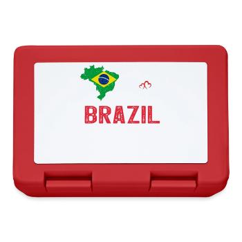 Brazil Flag Map Heartbeat for Brazilian Pride - Lunchbox - red - Front