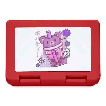 Bear Boba Tea Anime Kawaii - Brotdose - Rot - Vorne