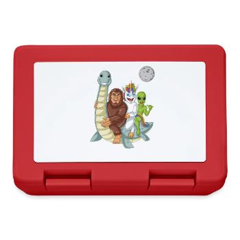 Bigfoot Alien Unicorn Riding Loch Ness - Lunchbox - red - Front